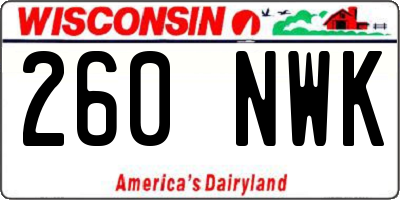 WI license plate 260NWK