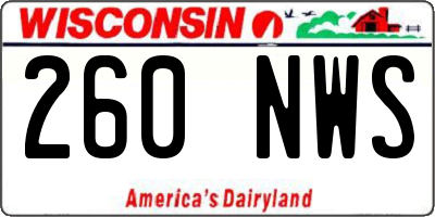 WI license plate 260NWS