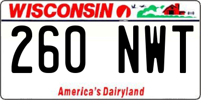 WI license plate 260NWT