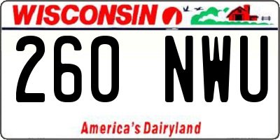 WI license plate 260NWU