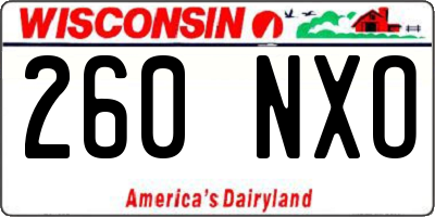 WI license plate 260NXO