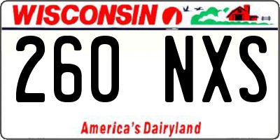 WI license plate 260NXS