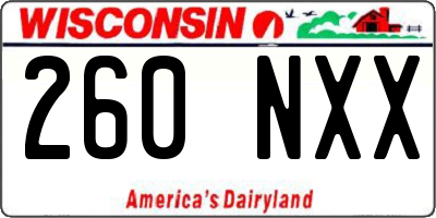 WI license plate 260NXX