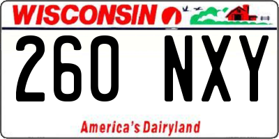 WI license plate 260NXY