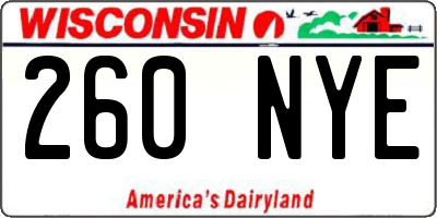 WI license plate 260NYE