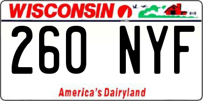 WI license plate 260NYF