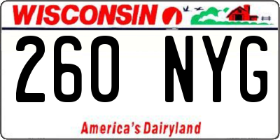 WI license plate 260NYG