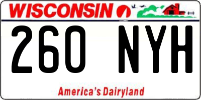 WI license plate 260NYH