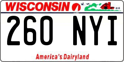 WI license plate 260NYI