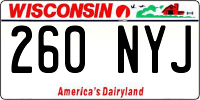 WI license plate 260NYJ