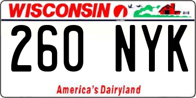 WI license plate 260NYK