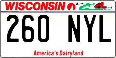 WI license plate 260NYL