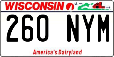 WI license plate 260NYM