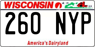 WI license plate 260NYP