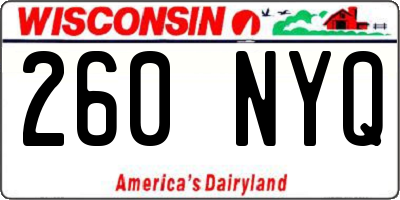 WI license plate 260NYQ
