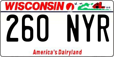 WI license plate 260NYR