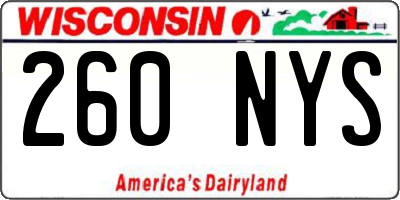 WI license plate 260NYS