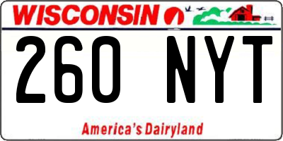 WI license plate 260NYT