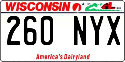 WI license plate 260NYX
