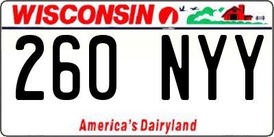 WI license plate 260NYY