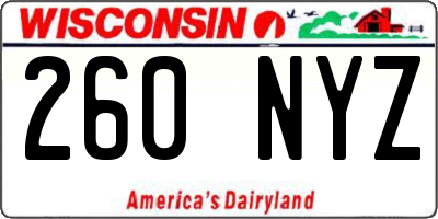 WI license plate 260NYZ