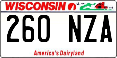 WI license plate 260NZA