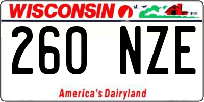 WI license plate 260NZE