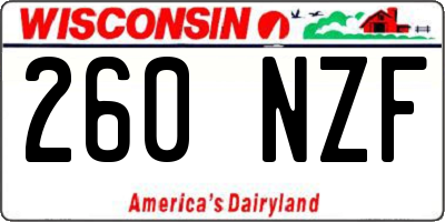 WI license plate 260NZF