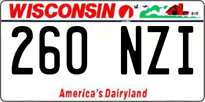 WI license plate 260NZI