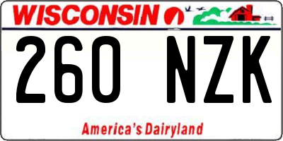 WI license plate 260NZK