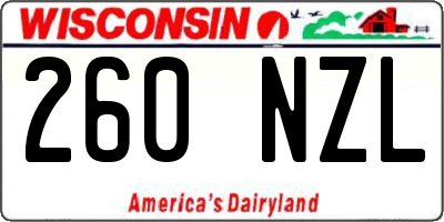 WI license plate 260NZL