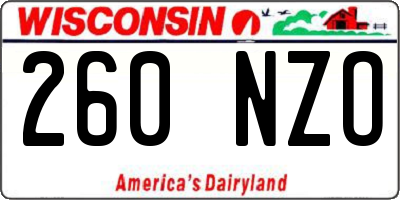 WI license plate 260NZO