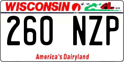 WI license plate 260NZP