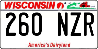 WI license plate 260NZR