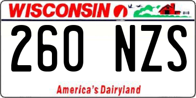 WI license plate 260NZS