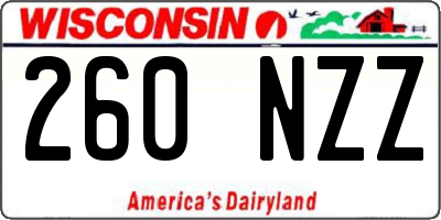 WI license plate 260NZZ