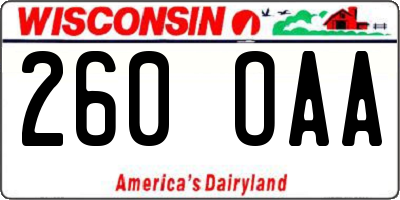 WI license plate 260OAA