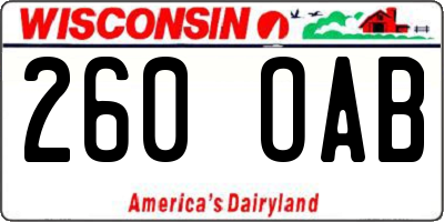 WI license plate 260OAB