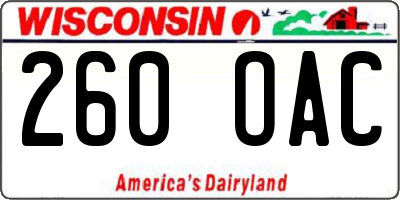 WI license plate 260OAC