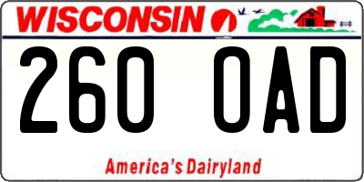 WI license plate 260OAD