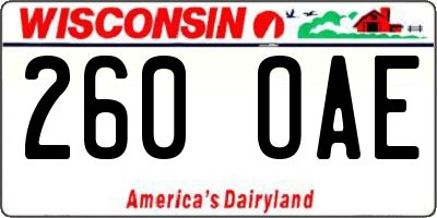 WI license plate 260OAE