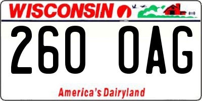 WI license plate 260OAG