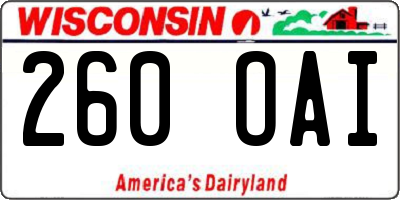 WI license plate 260OAI