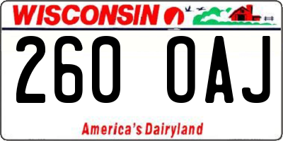 WI license plate 260OAJ