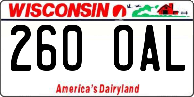 WI license plate 260OAL