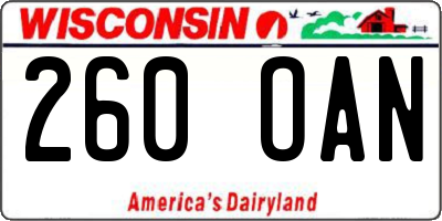 WI license plate 260OAN