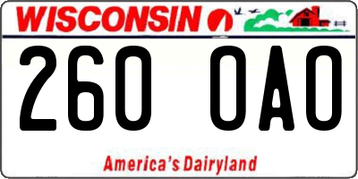 WI license plate 260OAO
