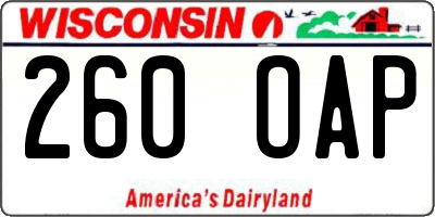 WI license plate 260OAP