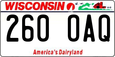 WI license plate 260OAQ
