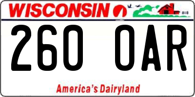WI license plate 260OAR